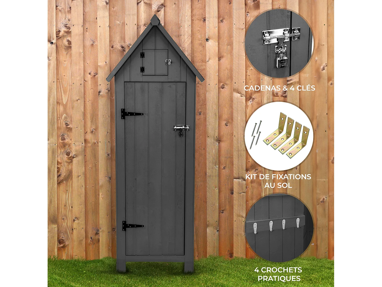 Abri de Jardin en Bois - Gris Foncé