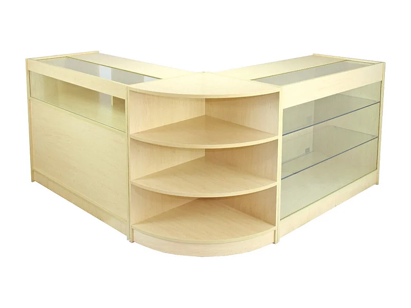 Set Aquarius con 3 Banconi da Negozio con Finitura in Acero Laminato