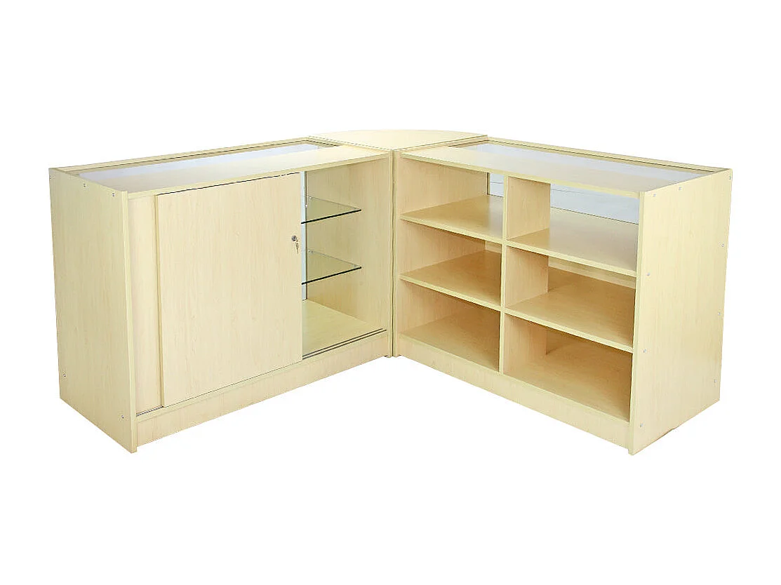 Set Aquarius con 3 Banconi da Negozio con Finitura in Acero Laminato