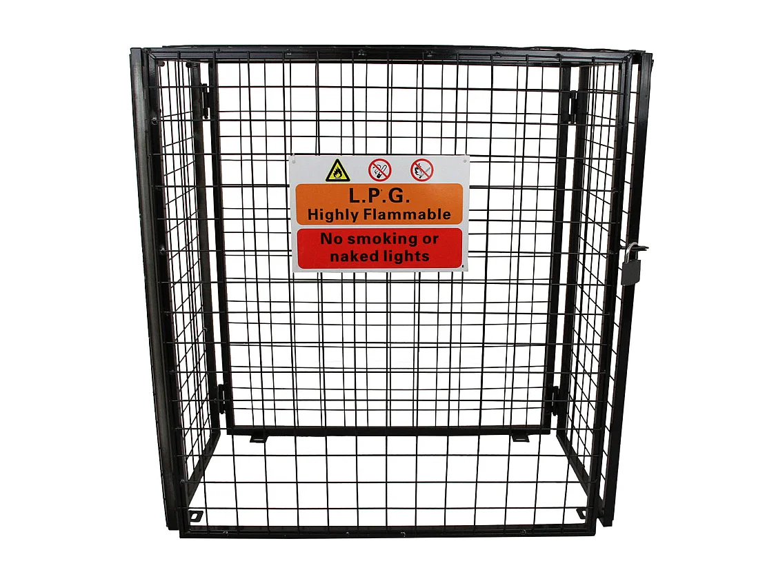 Gasflessen opbergruimte 92cmH 118 cmB kooi 3 flessen van 19kg opvouwbaar