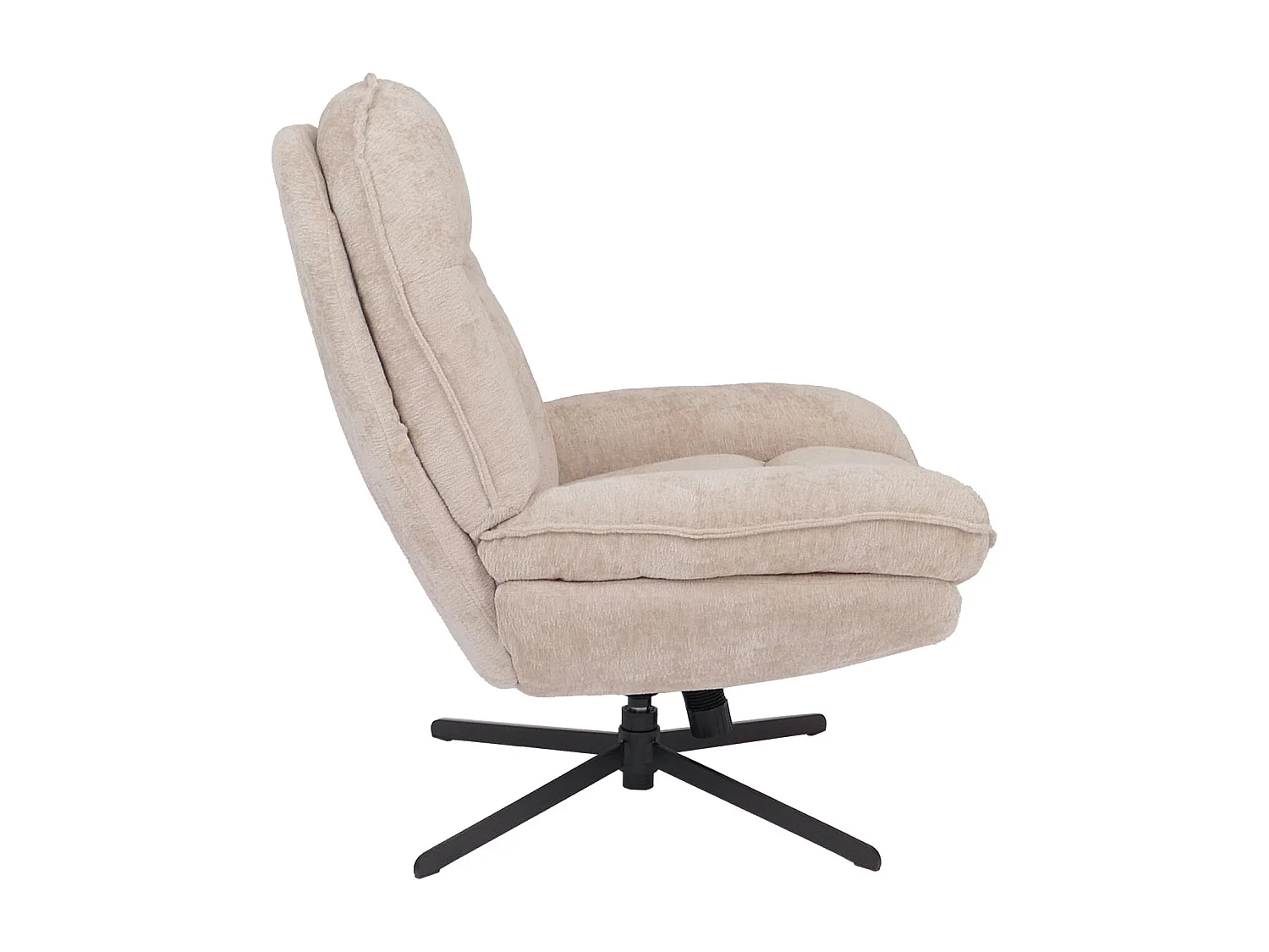 Poltrona relax TV MCW-P32, molle Nosag, girevole imbottita, metallo stoffa/tessuto ciniglia (370 g/m²) ~ avorio