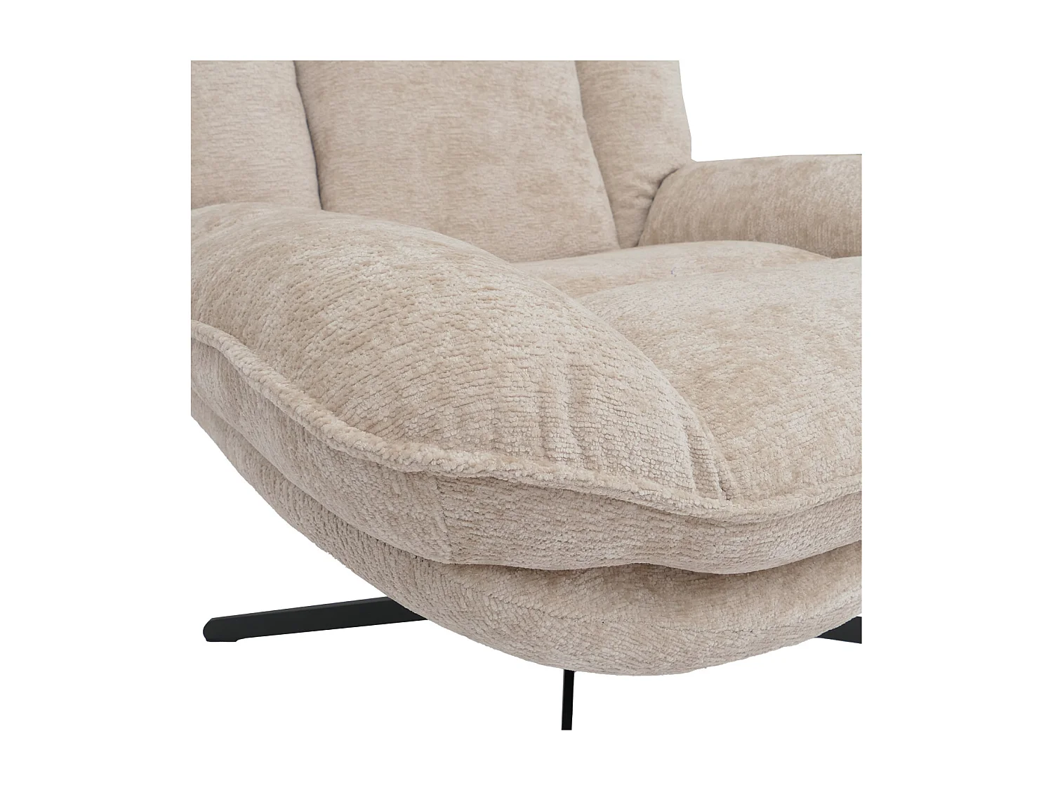 Poltrona relax TV MCW-P32, molle Nosag, girevole imbottita, metallo stoffa/tessuto ciniglia (370 g/m²) ~ avorio
