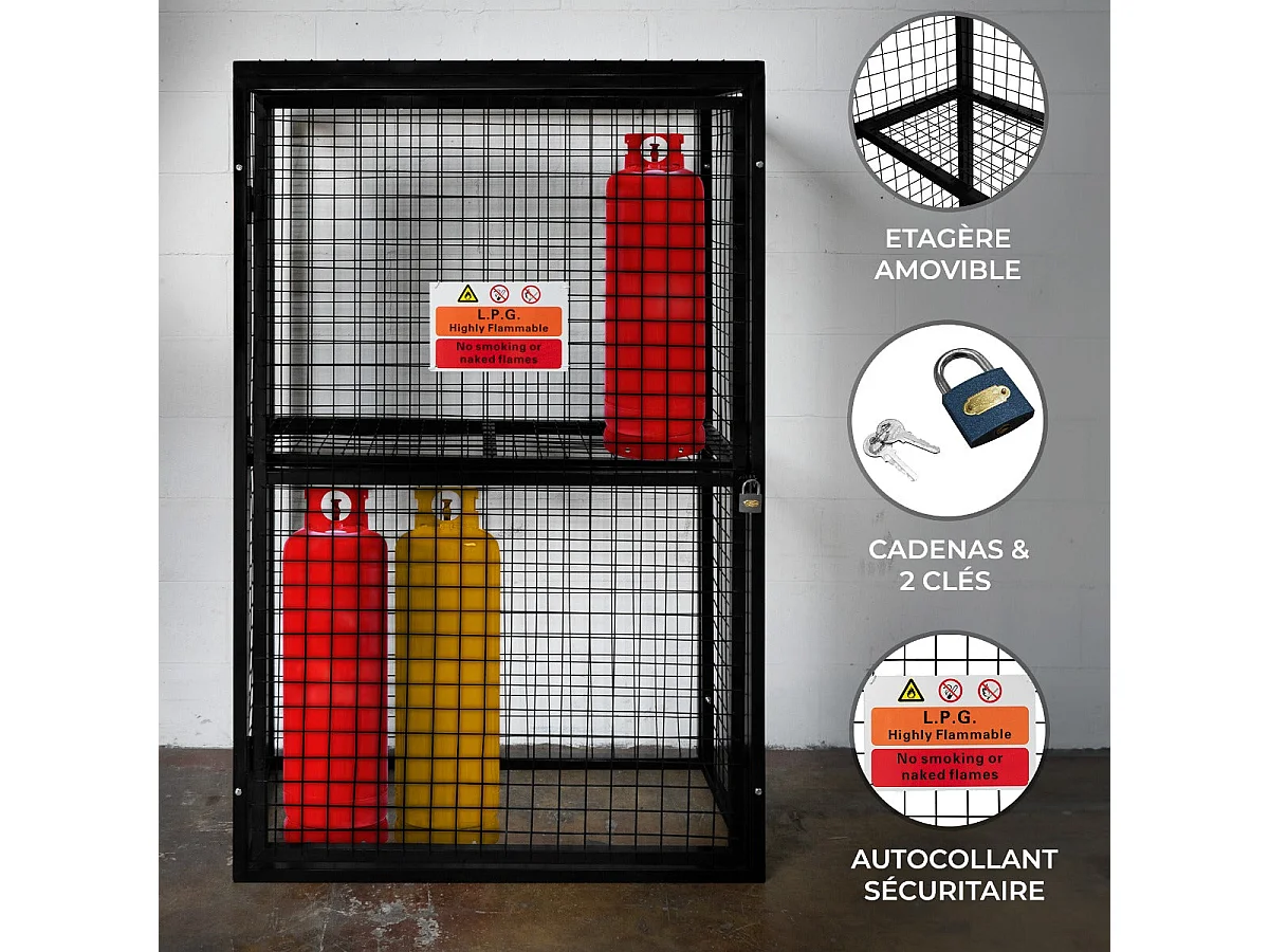 Cage Métallique Bouteilles de Gaz - 57 x 116 x 184cm