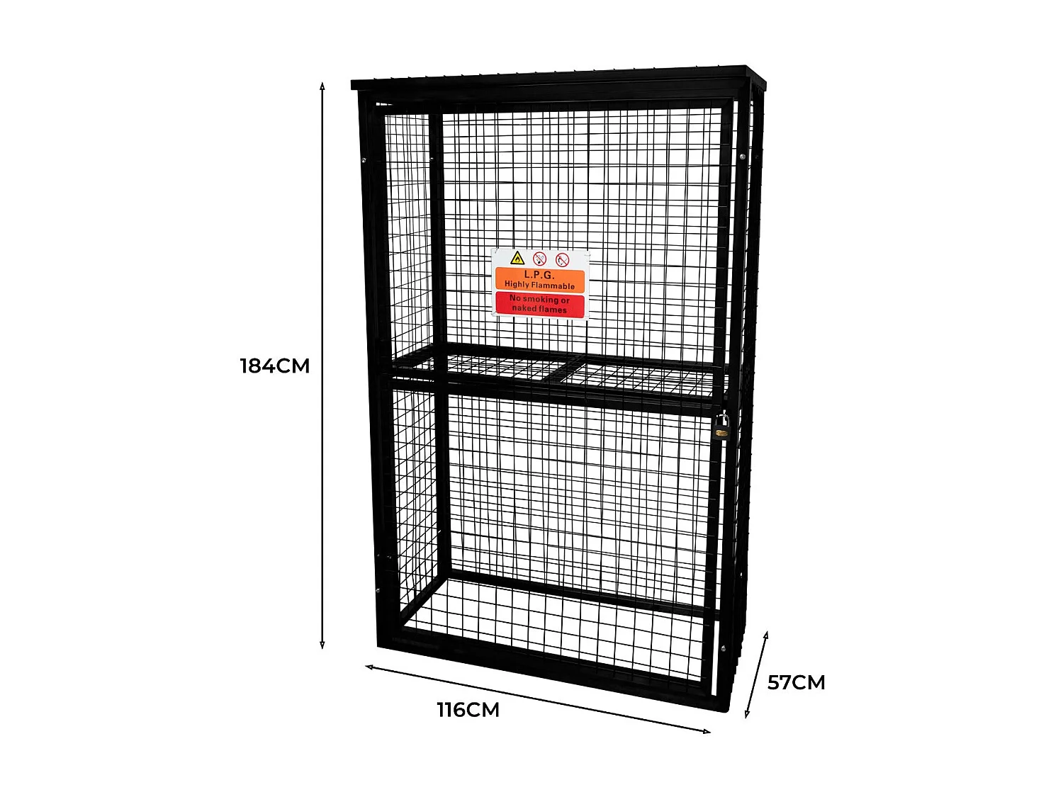Cage Métallique Bouteilles de Gaz - 57 x 116 x 184cm