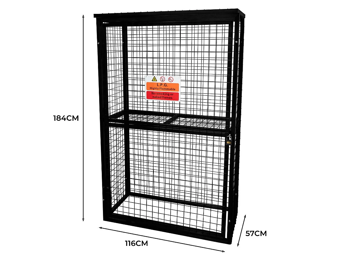 Sammenleggbart nettingbur for gassflasker – 184 x 116 x 57 cm