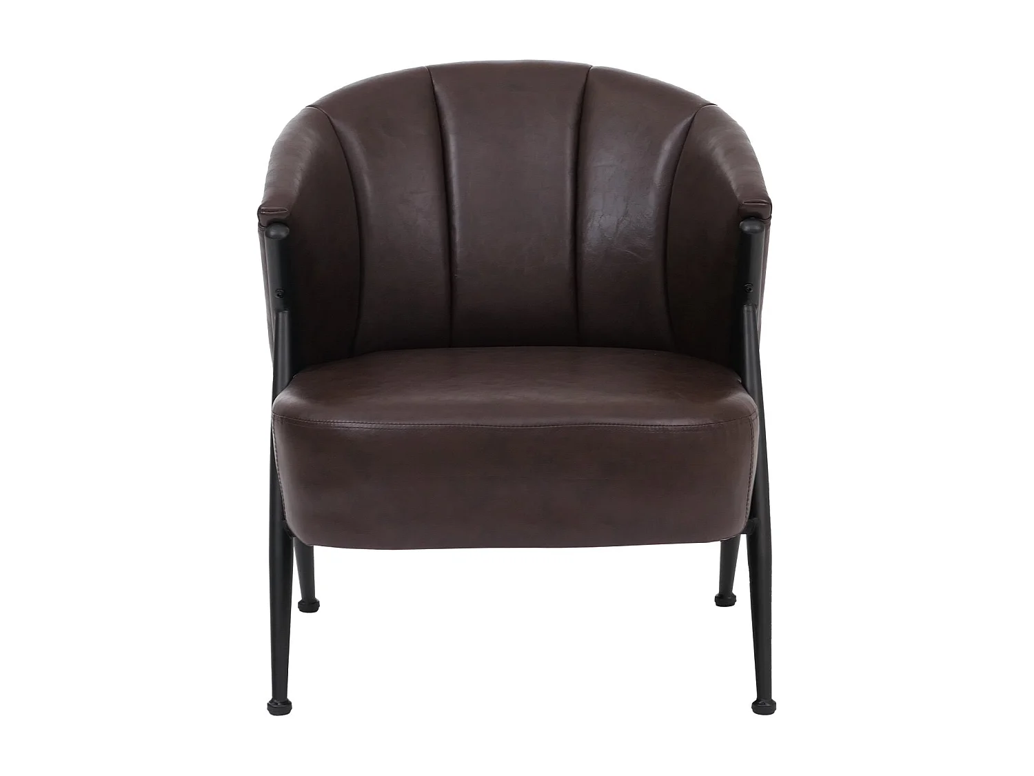 Poltrona MCW-P30, sedia imbottita/da cocktail/da salotto Lounge Chair Vintage Retro Industrial ecopelle ~ marrone scuro