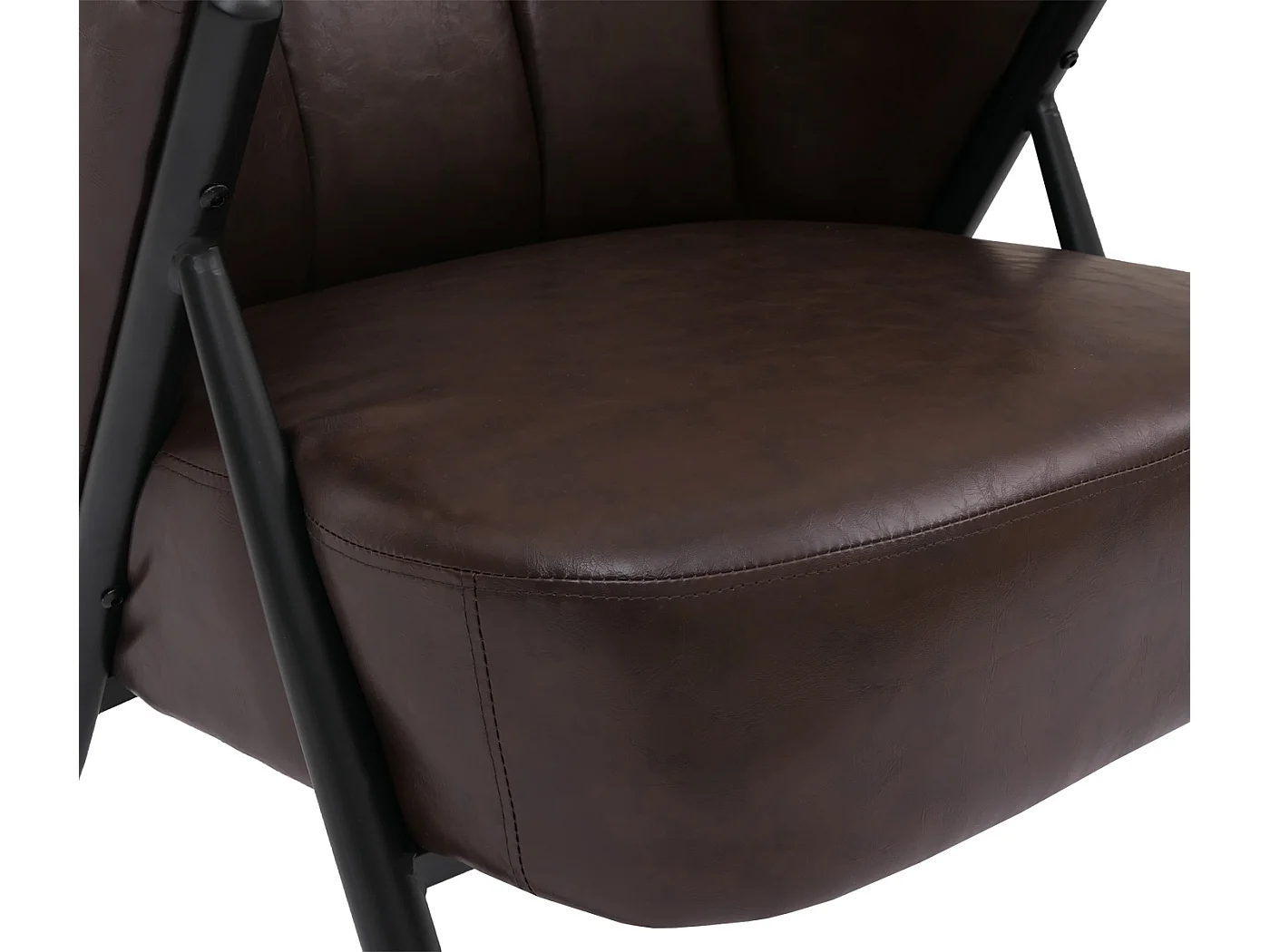 Poltrona MCW-P30, sedia imbottita/da cocktail/da salotto Lounge Chair Vintage Retro Industrial ecopelle ~ marrone scuro