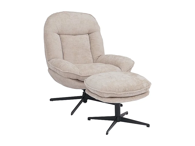 Relaxsessel mit Hocker MCW-P32, Creme