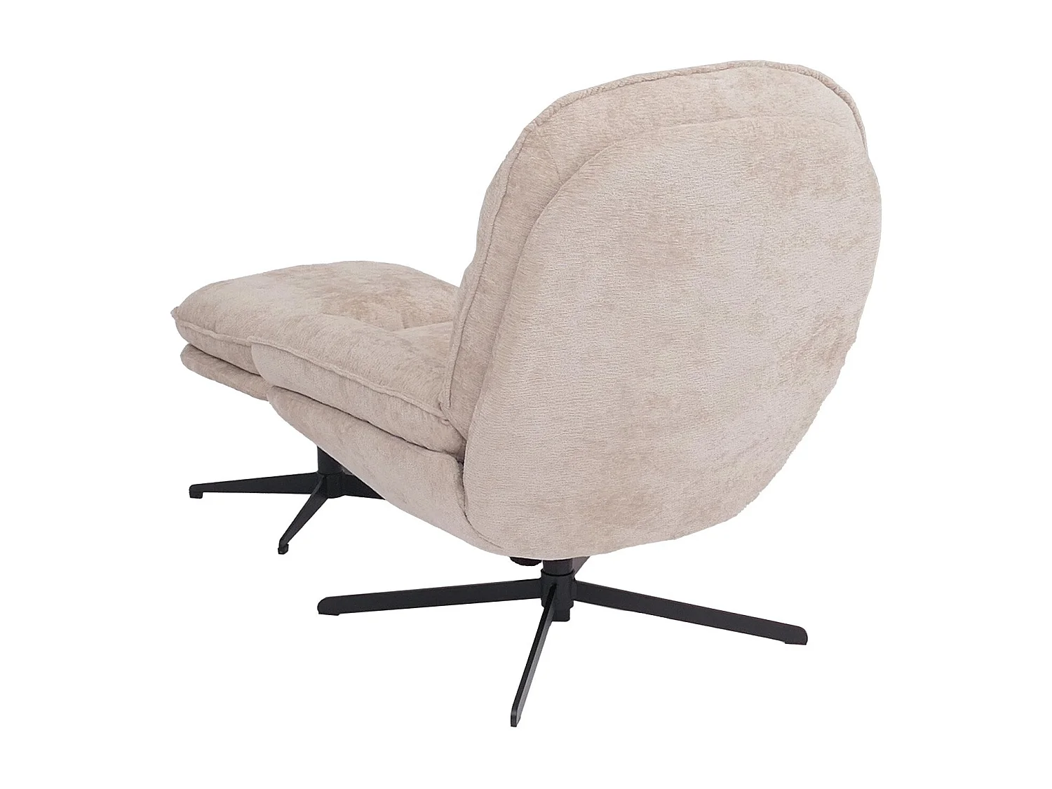 Poltrona relax con poggiapiedi MCW-P32, molle Nosag, girevole metallo stoffa/tessuto ciniglia (370 g/m²) ~ avorio