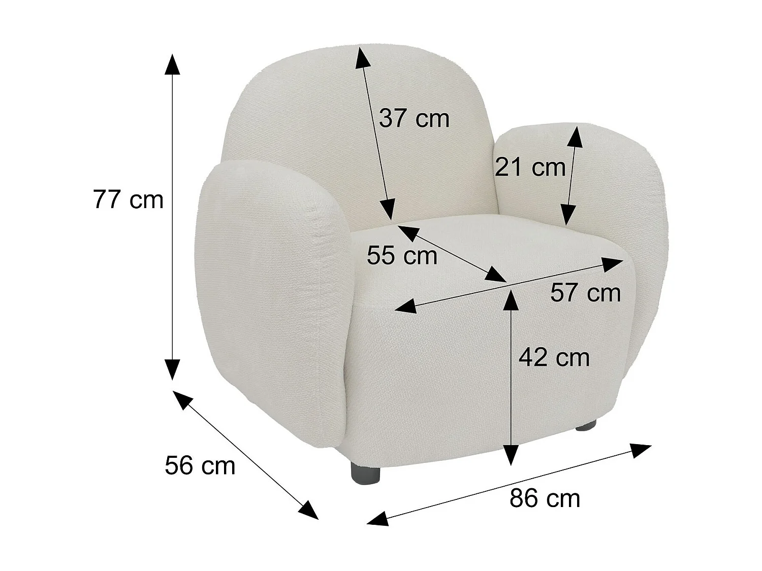 Fauteuil MCW-P33,  crème