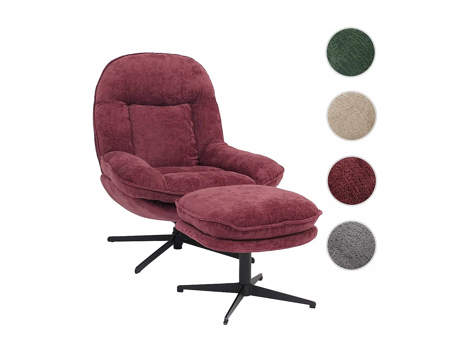 Fauteuil relax avec repose-pieds MCW-P32,  baie