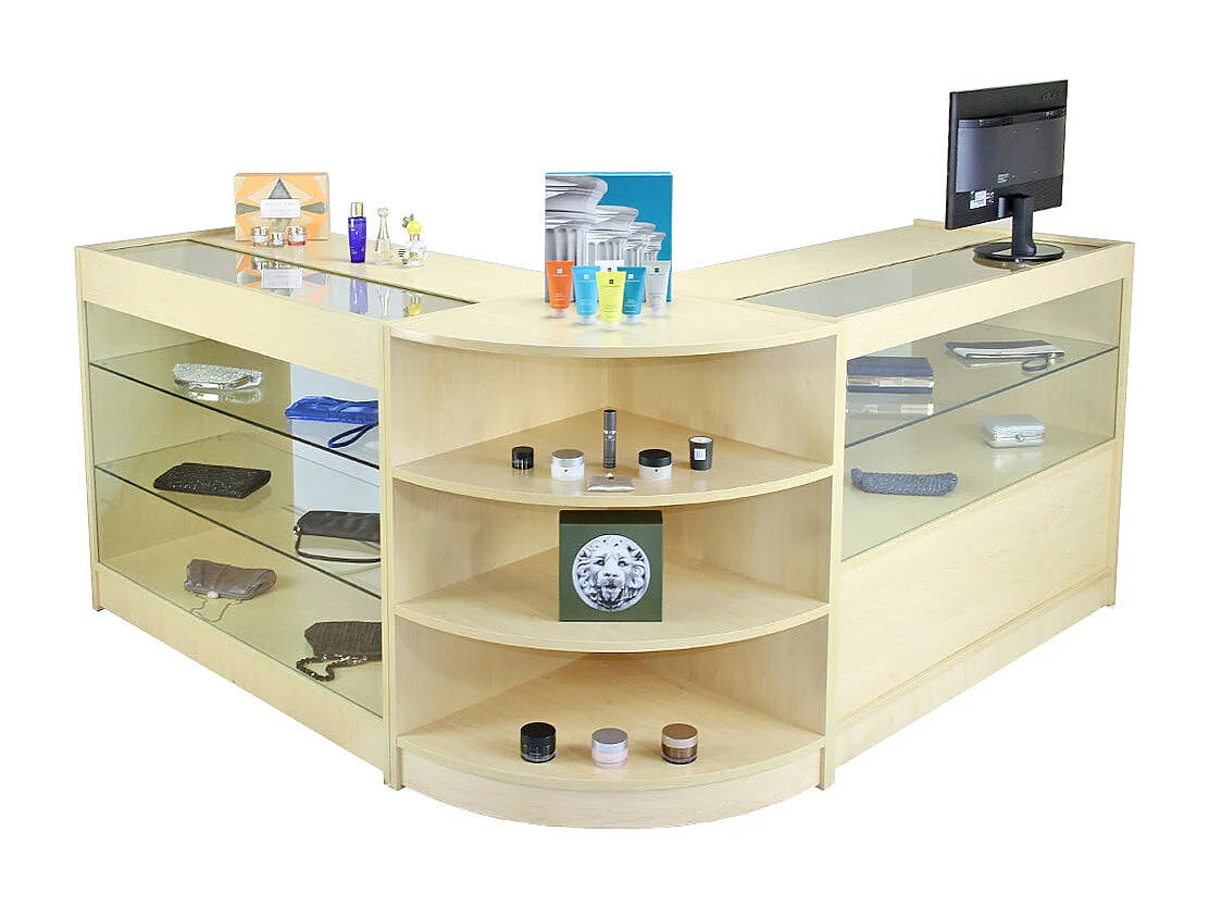 Set Jupiter con 3 Banconi da Negozio con Finitura in Acero Laminato