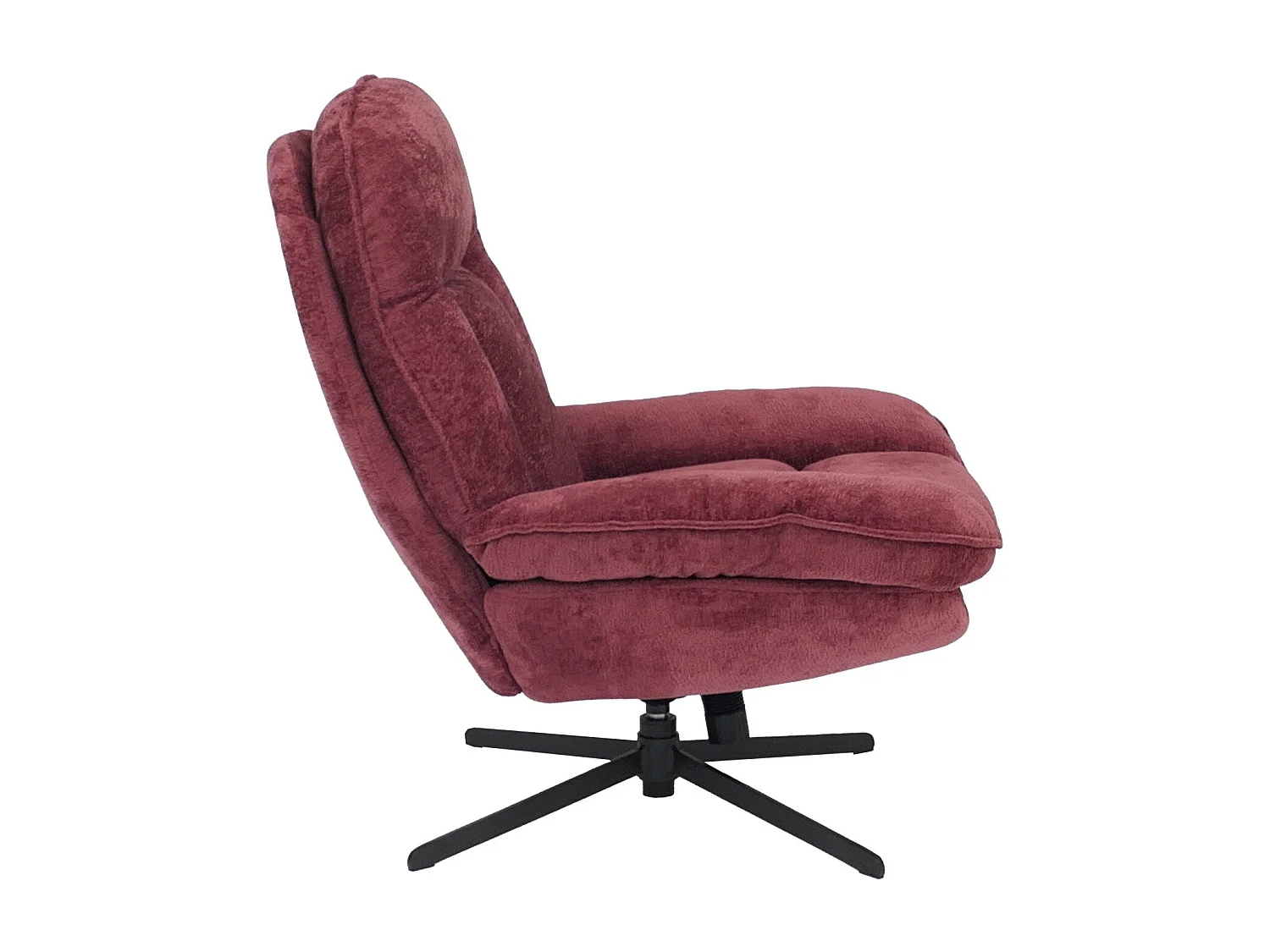 Poltrona relax TV MCW-P32, molle Nosag, girevole imbottita, metallo stoffa/tessuto ciniglia (370 g/m²) ~ rosso lampone