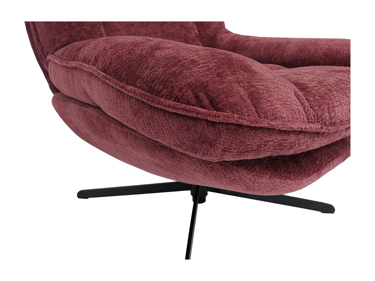 Poltrona relax TV MCW-P32, molle Nosag, girevole imbottita, metallo stoffa/tessuto ciniglia (370 g/m²) ~ rosso lampone