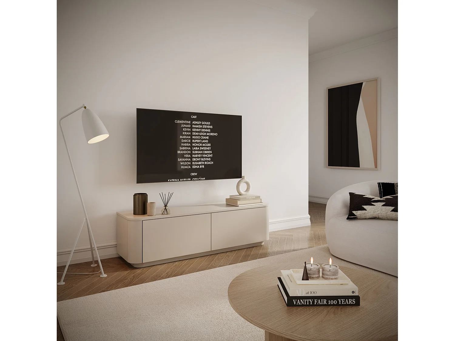 Meuble TV mural ou posé – gris cachemire – 140 cm – LUVIO