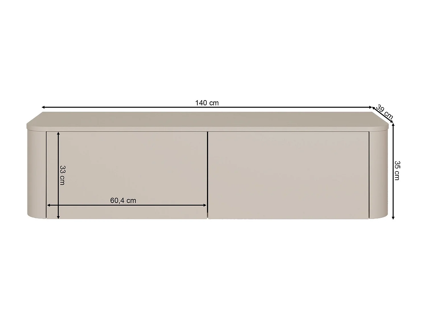 Meuble TV mural ou posé – gris cachemire – 140 cm – LUVIO