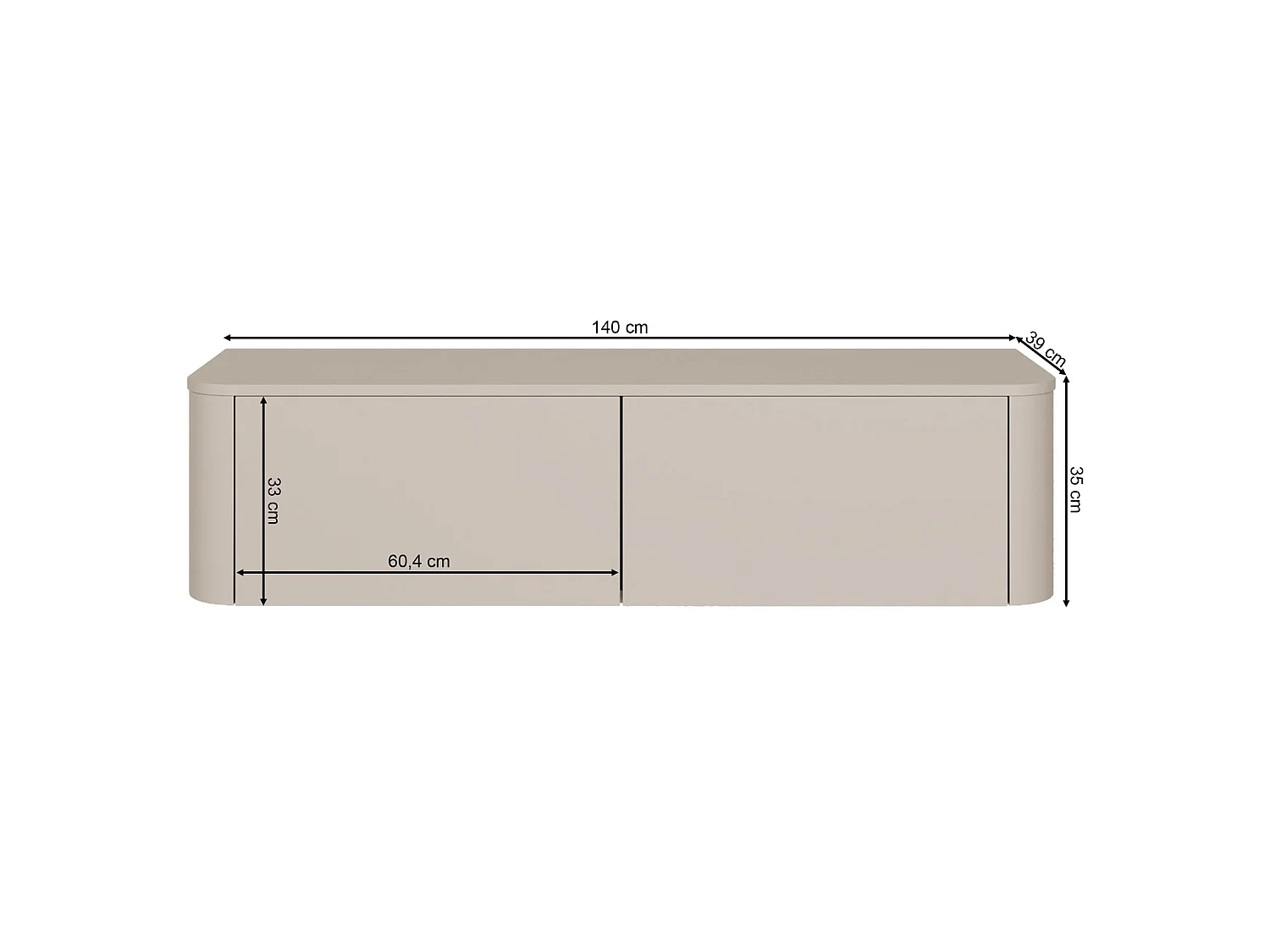 Hangend of staand TV-meubel – kasjmiergrijs – 140 cm – LUVIO