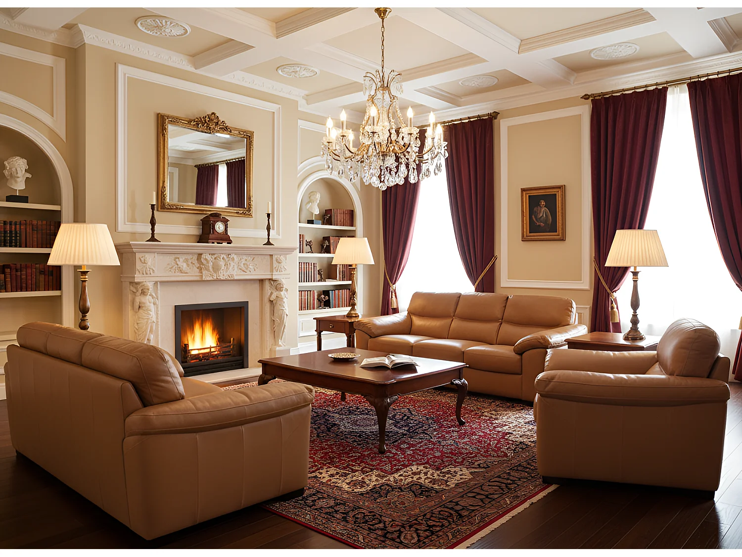 Polstergruppe Novara/Echtleder/Braun