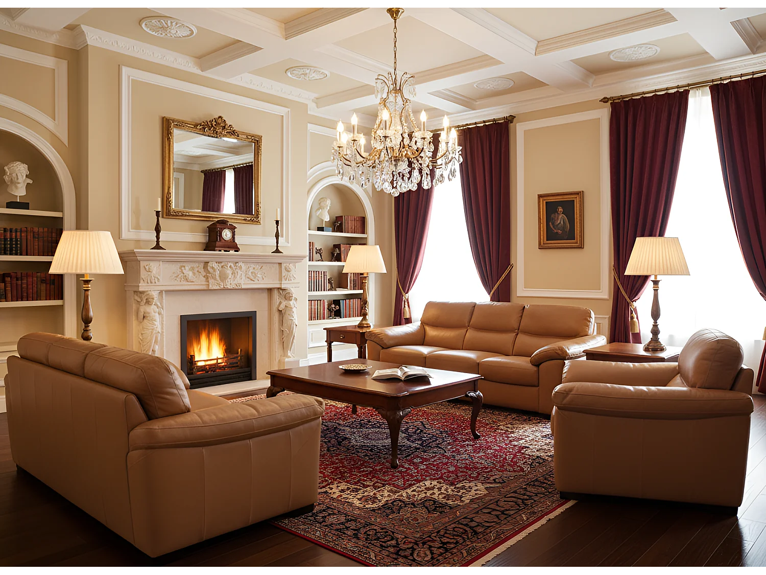 Polstergruppe Novara/Echtleder/Braun