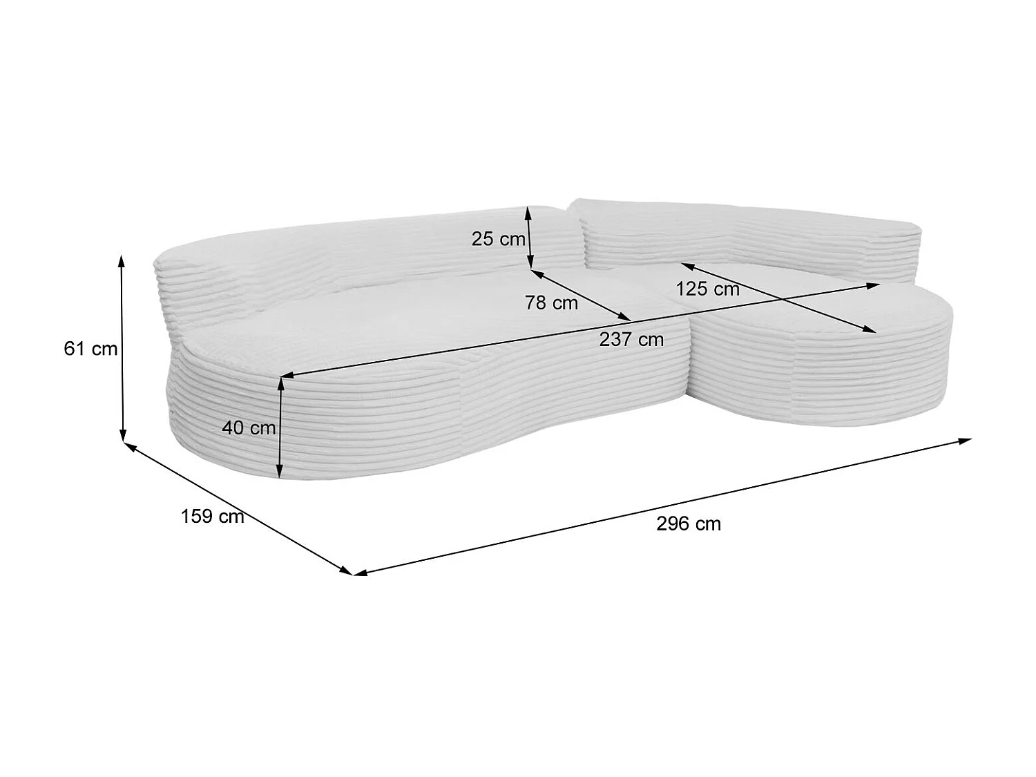 Sofa-Garnitur MCW-P19, Hellgrau