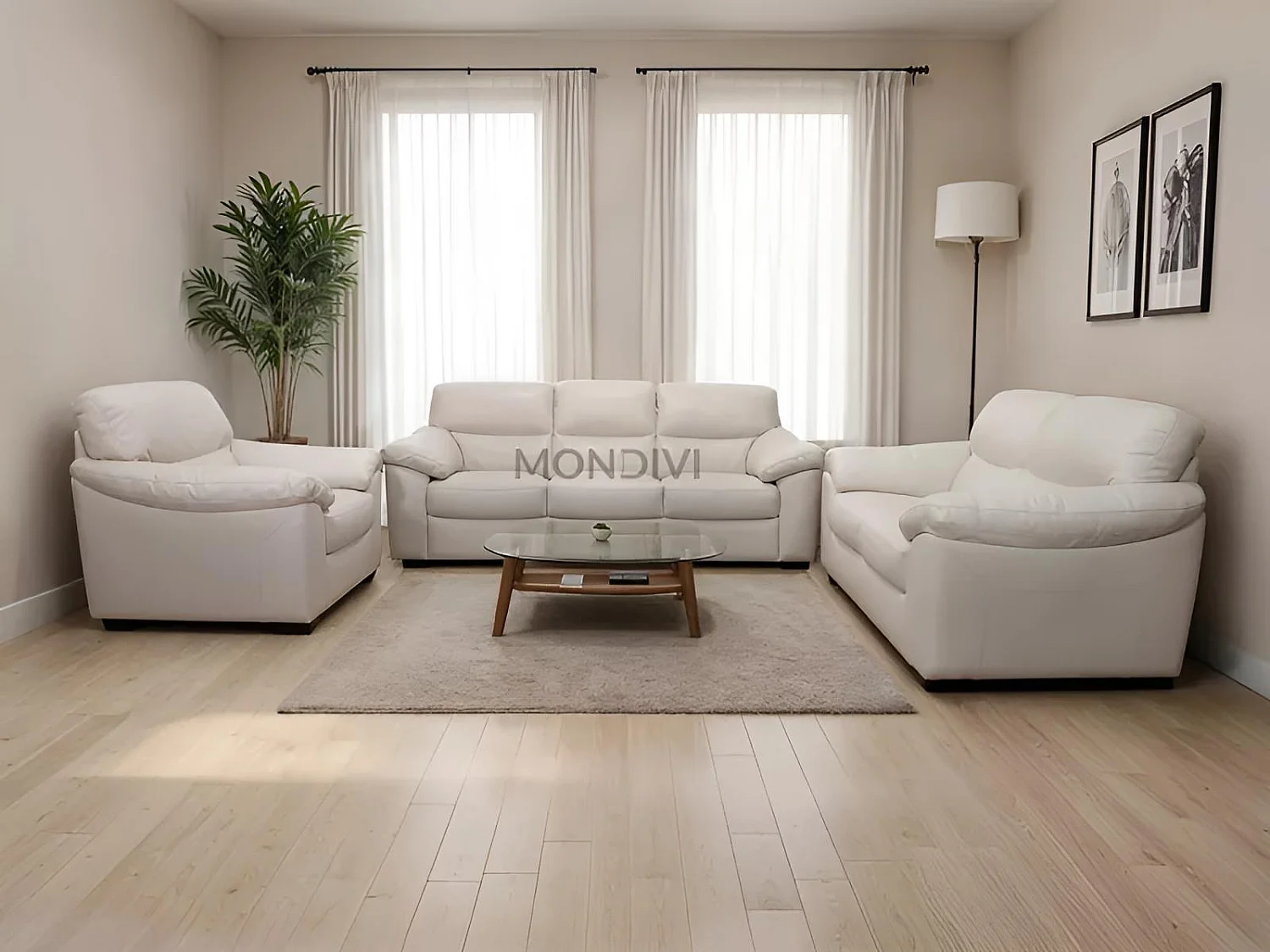 Polstergruppe Novara/Echtleder/Beige