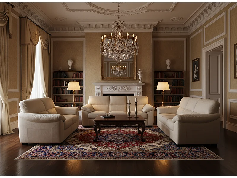 Gruppo imbottito Novara/vera pelle/Beige