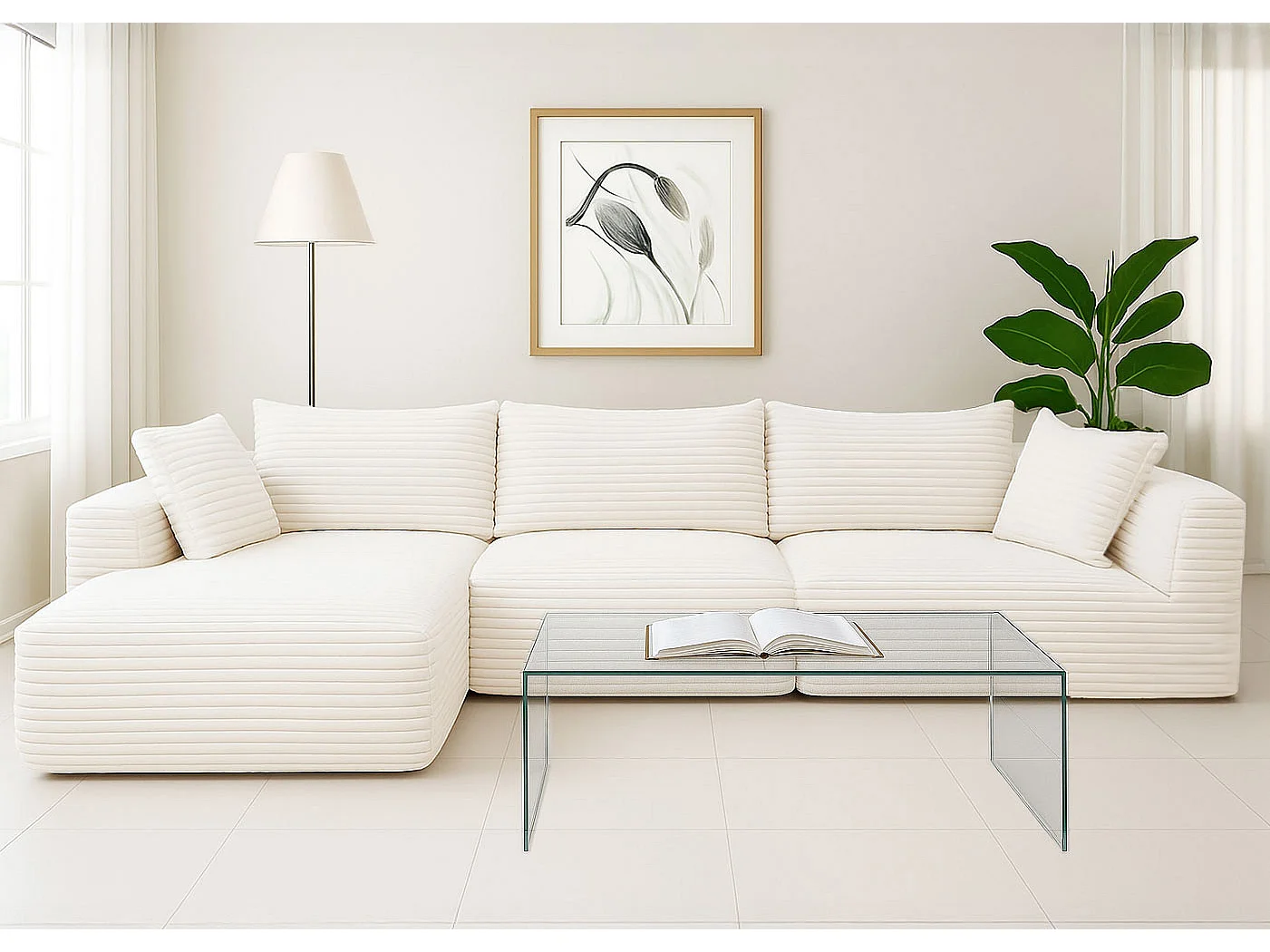 Ensemble canapé MCW-P20,  blanc