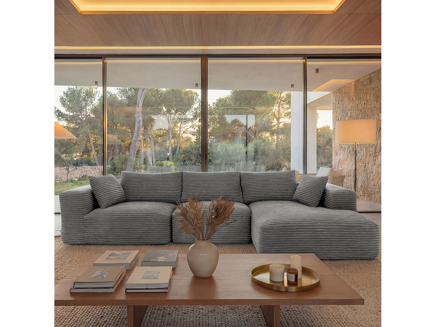 Ensemble canapé MCW-P20,  gris clair