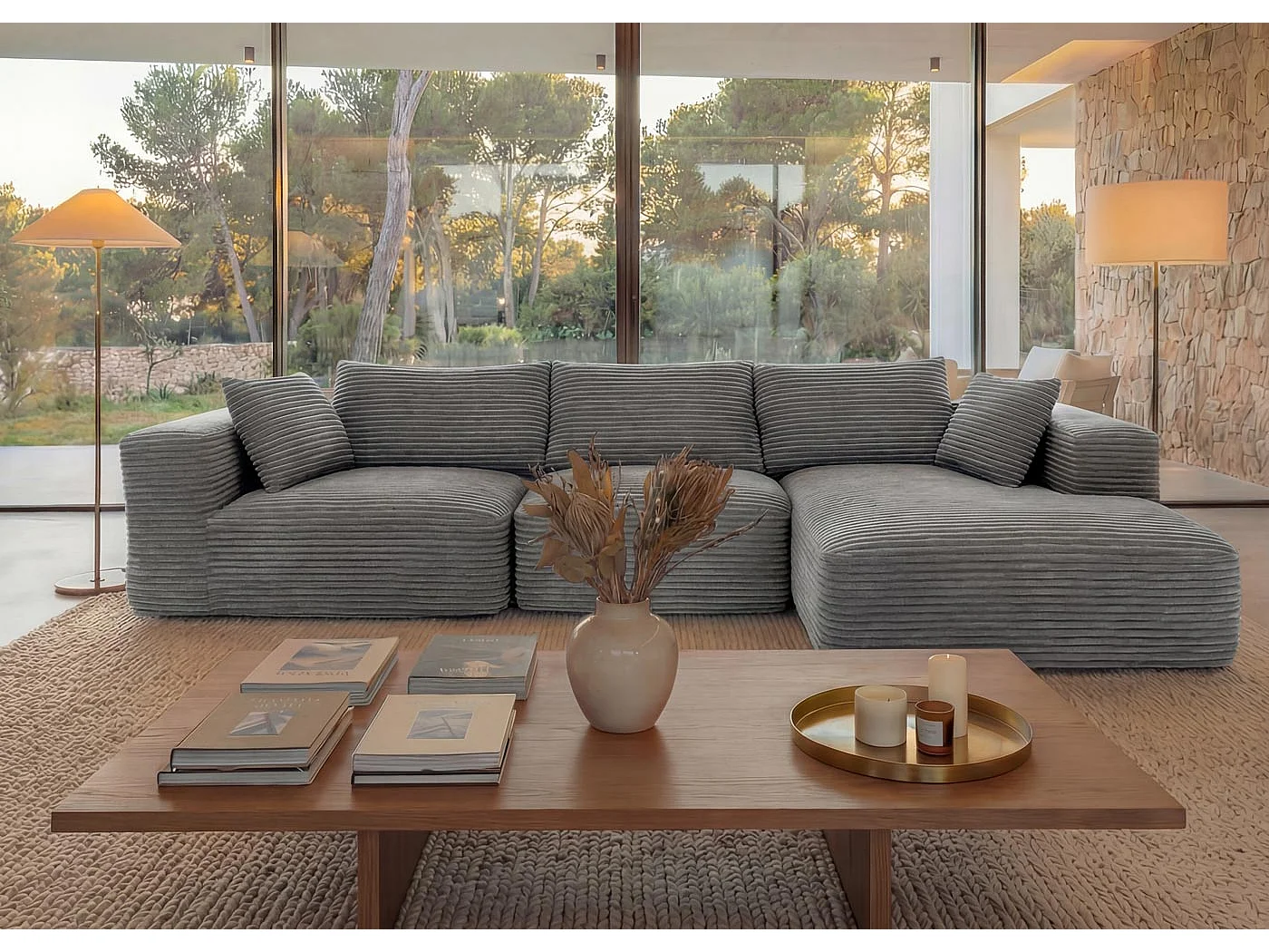 Ensemble canapé MCW-P20,  gris clair