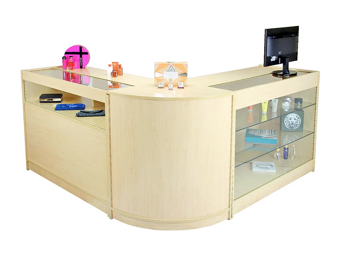 Set Pisces con 3 Banconi da Negozio con Finitura in Acero Laminato