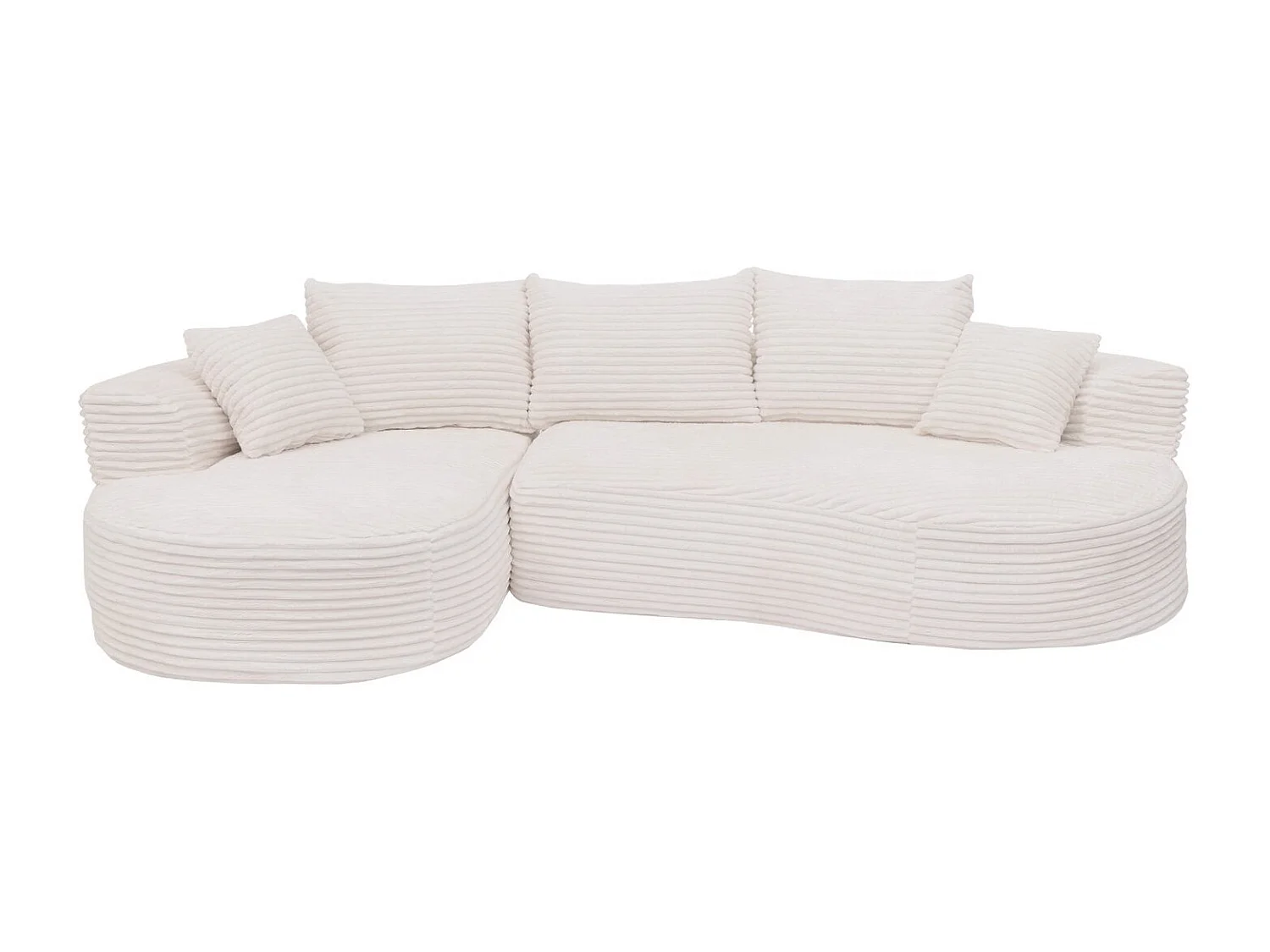 Set divani sofà MCW-P19, divano a 3 posti lounge, stoffa/tessuto a coste (370 g/m²) penisola a destra ~ bianco