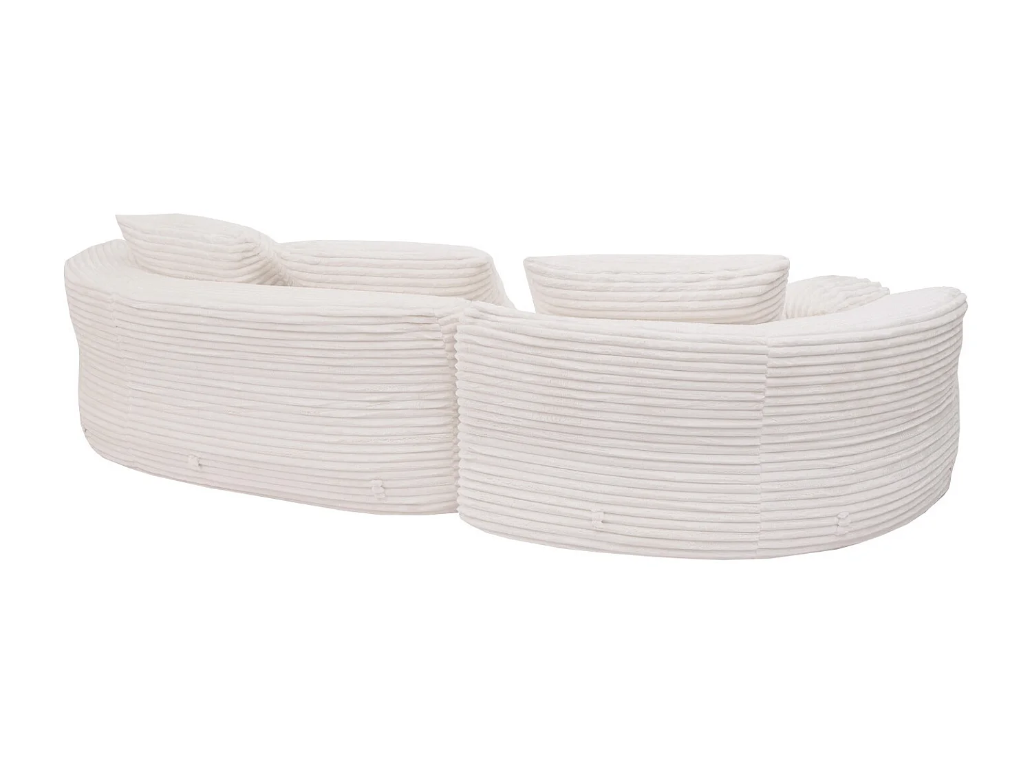 Set divani sofà MCW-P19, divano a 3 posti lounge, stoffa/tessuto a coste (370 g/m²) penisola a destra ~ bianco