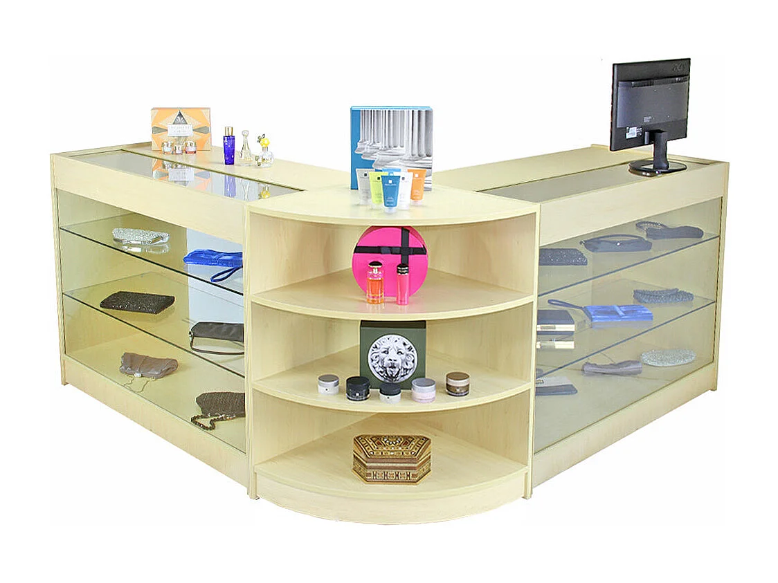 Set Pulsar con 3 Banconi da Negozio con Finitura in Acero Laminato