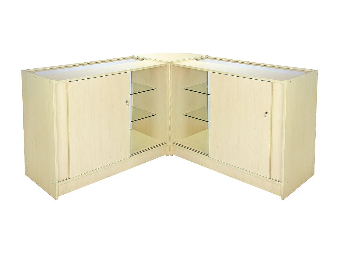 Set Pulsar con 3 Banconi da Negozio con Finitura in Acero Laminato