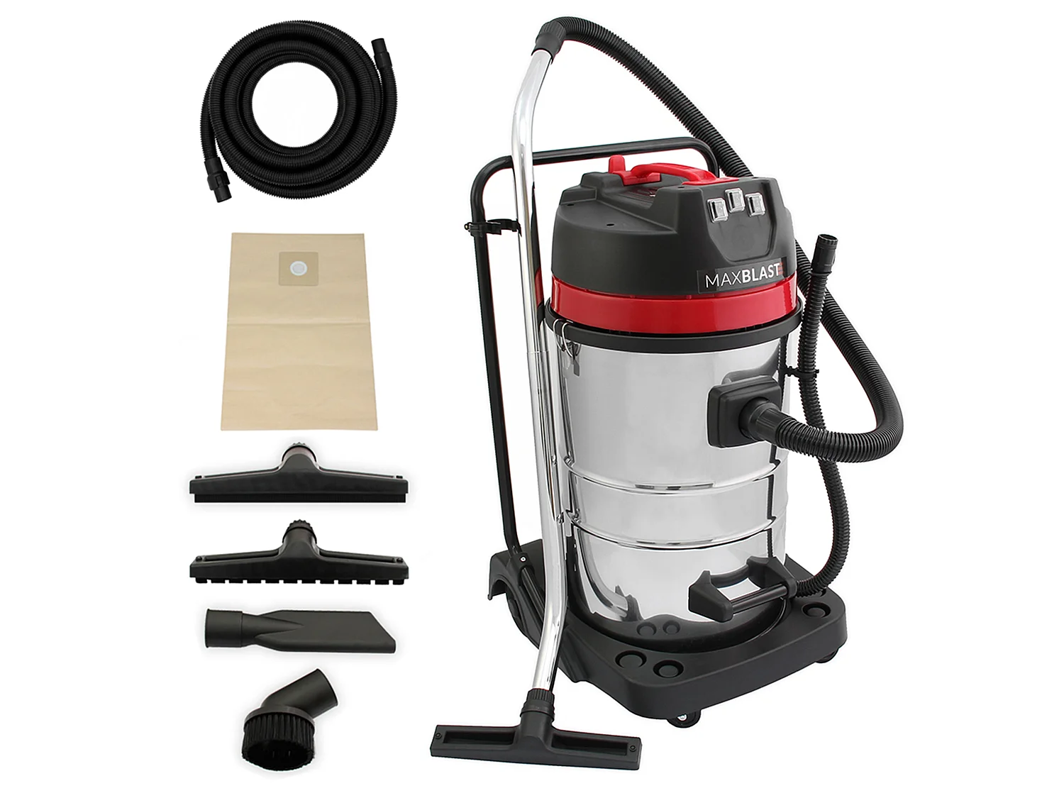 Aspirapolvere industriale 80L secco/umido con tubo 5 m e accessori