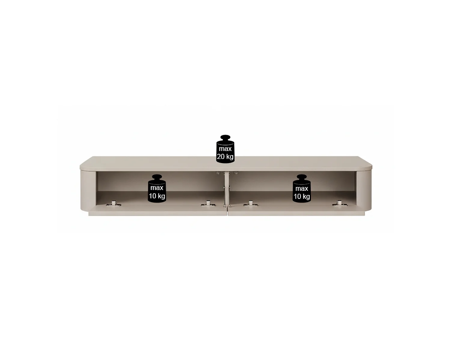 Meuble TV mural – gris cachemire – 140 cm – LUVIO SLIM