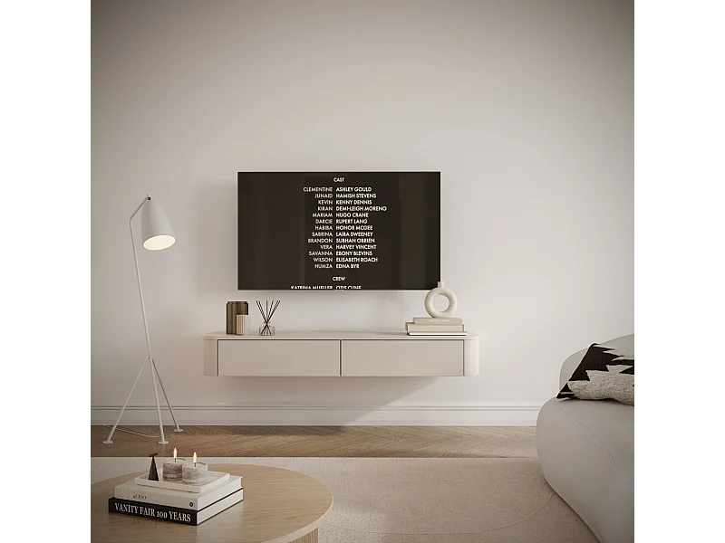Meuble TV mural – gris cachemire – 140 cm – LUVIO SLIM