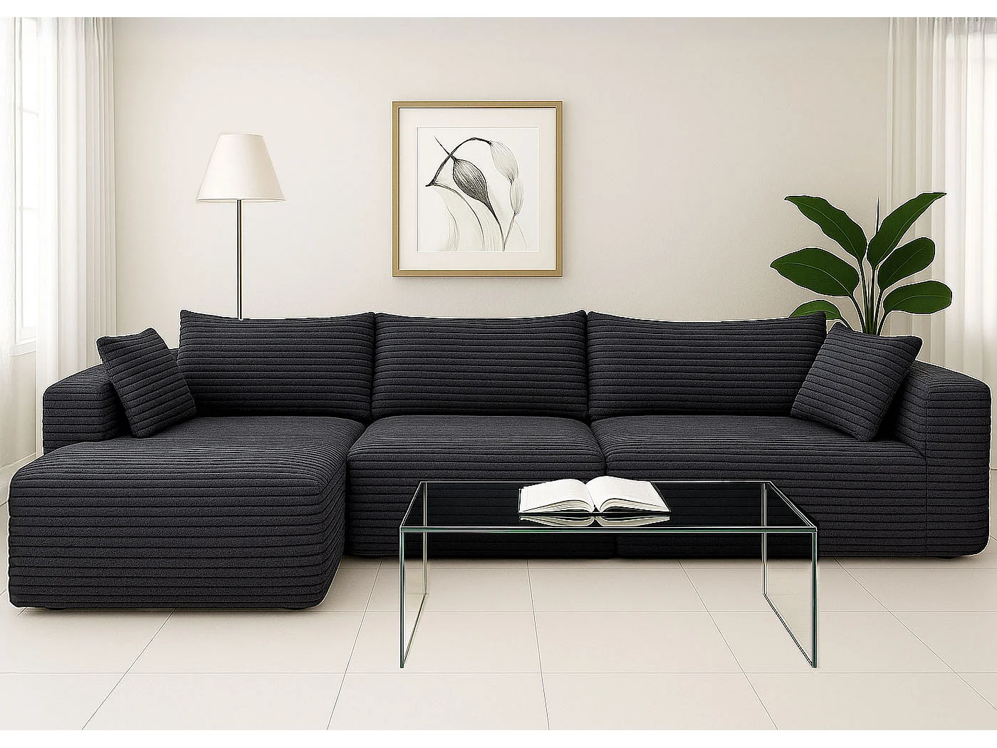 Ensemble canapé MCW-P20,  gris foncé