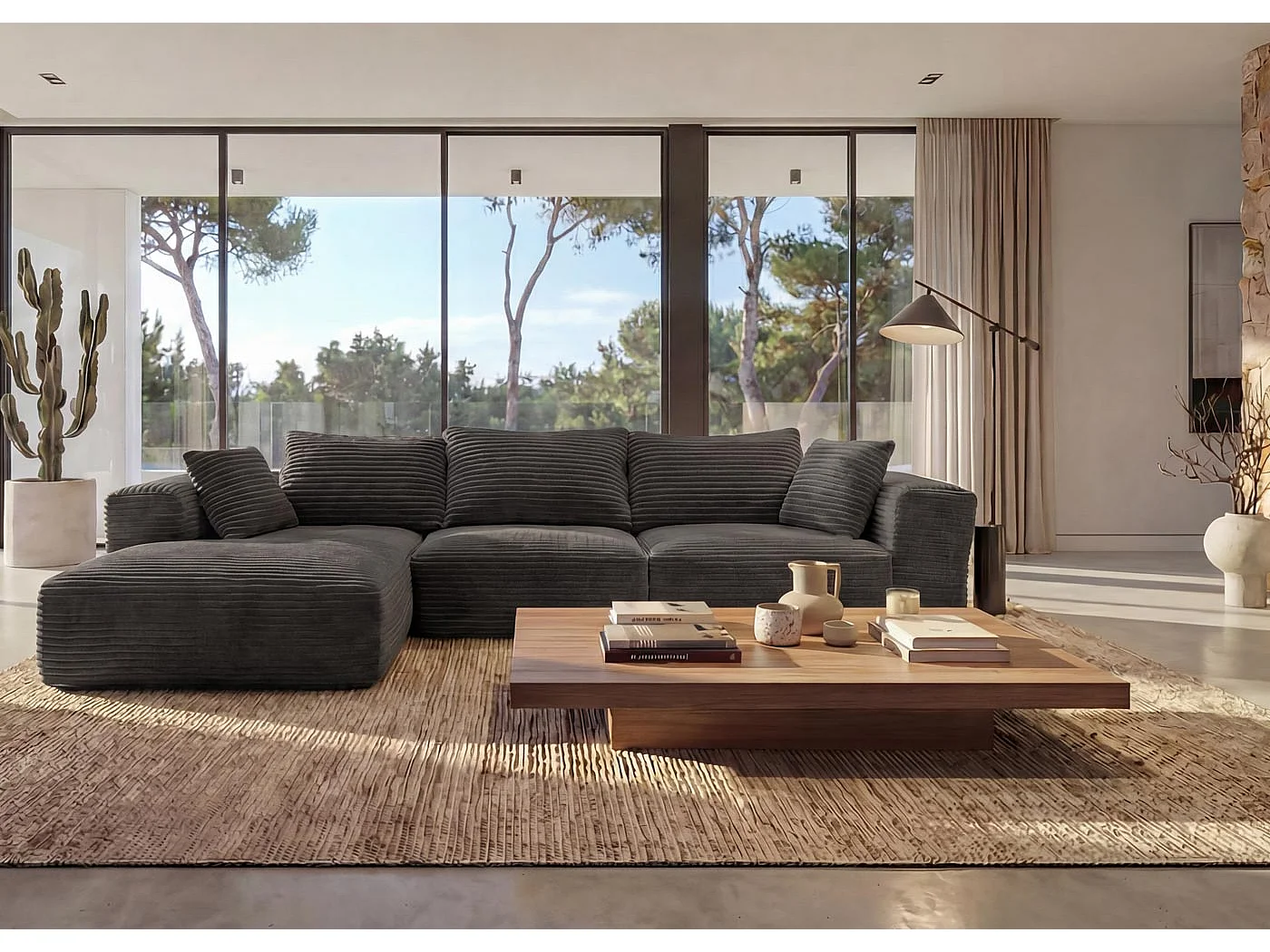 Ensemble canapé MCW-P20,  gris foncé