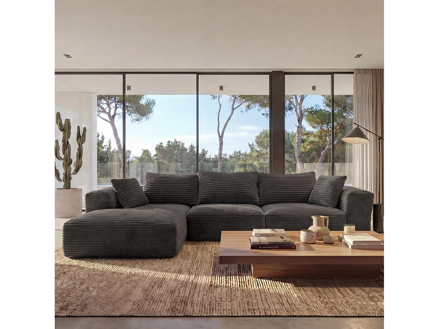 Conjunto de sofás MCW-P20,  gris oscuro