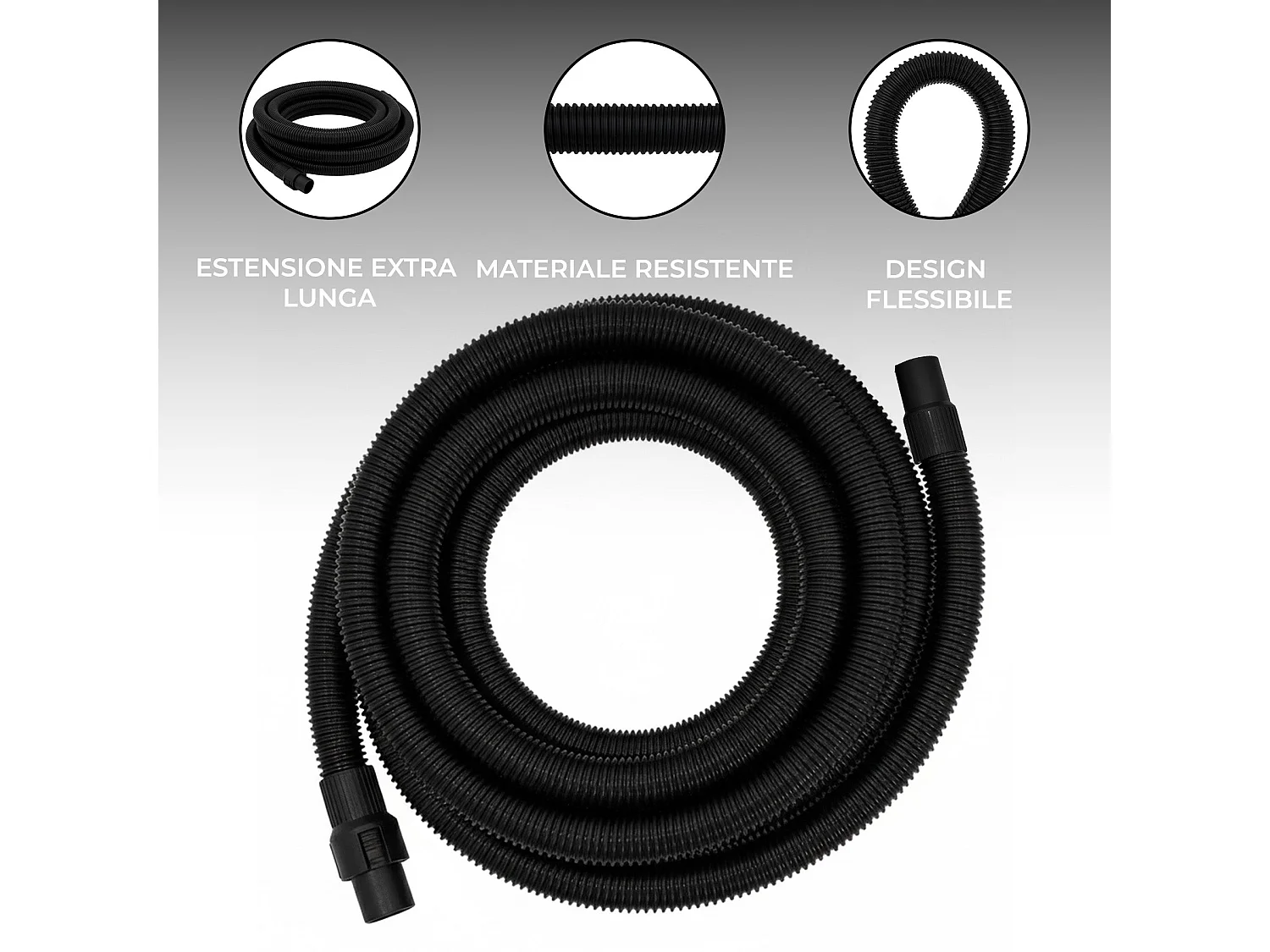 Tubo flessibile 5 m per aspirapolvere Ø38 mm EVA PE uso secco/umido