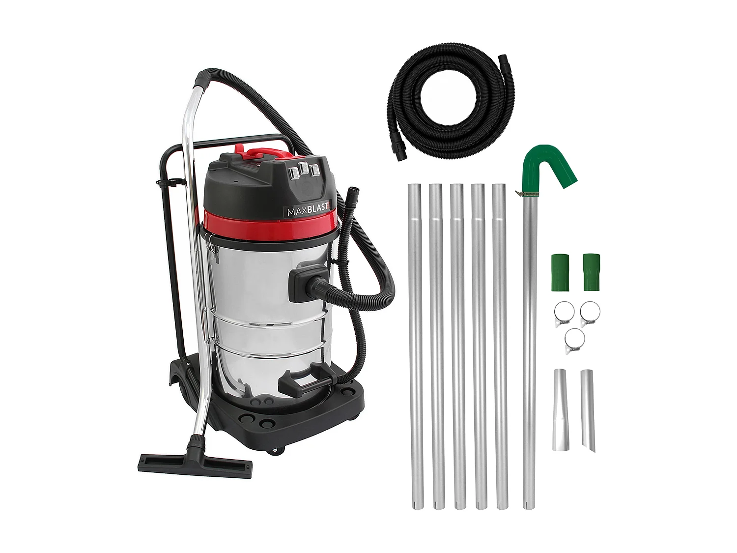 Aspirapolvere industriale 80L grondaie con tubo 5 m e kit aste estensibili