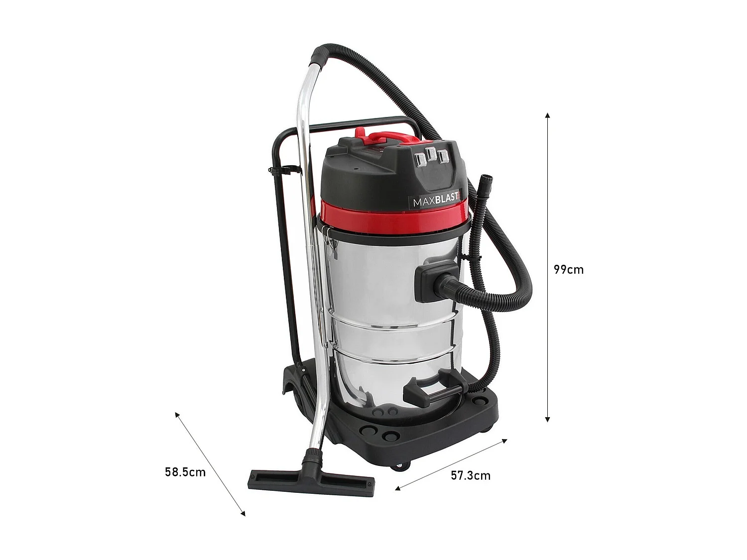 MAXBLAST Lot de Aspirateur Industriel 80 L, Perche pour Gouttières & Tuyau de 5 m