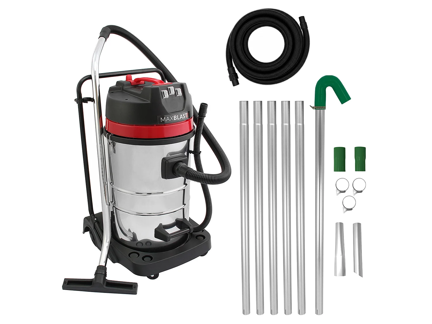 Aspirapolvere industriale 80L grondaie con tubo 5 m e kit aste estensibili