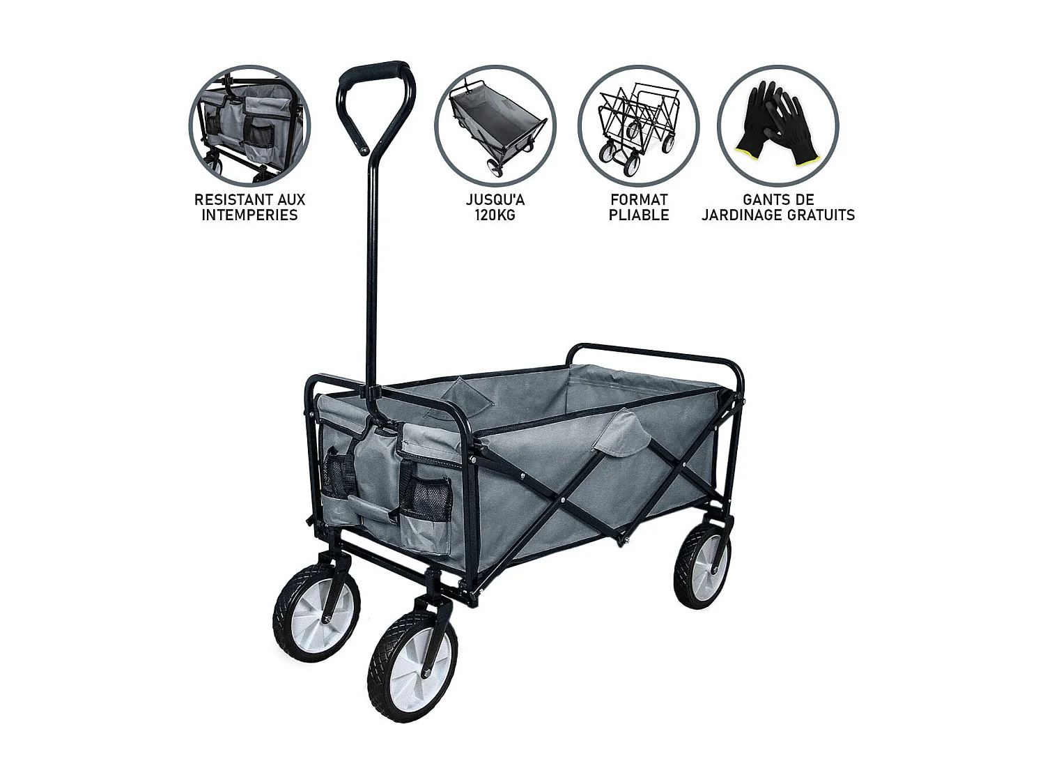 Chariot Pliable de Jardin – Gris