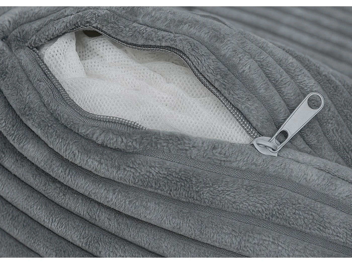 Set divani sofà MCW-P19, divano a 3 posti lounge, stoffa/tessuto a coste (370 g/m²) penisola a destra ~ grigio chiaro