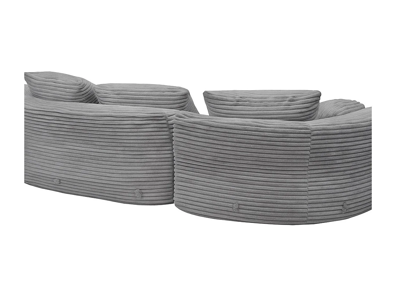 Set divani sofà MCW-P19, divano a 3 posti lounge, stoffa/tessuto a coste (370 g/m²) penisola a destra ~ grigio chiaro