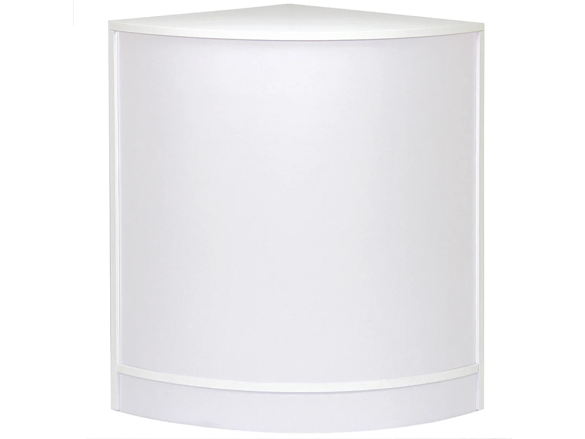Expositor comercial de canto curvado CM60 em MDF e acabamento branco