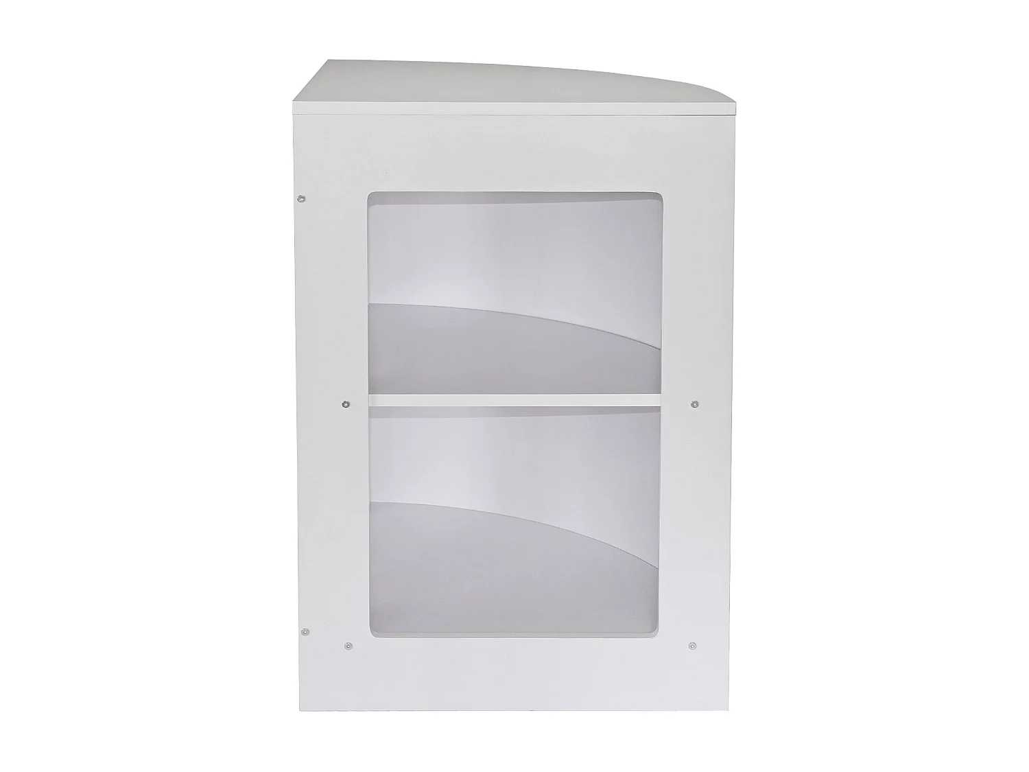 Expositor comercial de canto curvado CM60 em MDF e acabamento branco