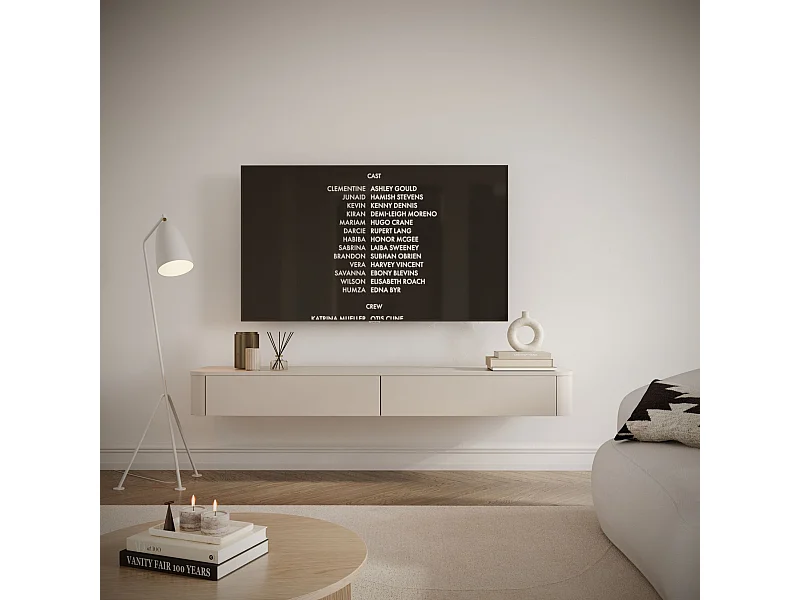 Meuble TV mural – gris cachemire – 175 cm – LUVIO SLIM